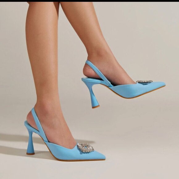 Pointed Toe Women's Shoes Shallow Diamond Shoes Low Heel Strappy Shoes Sandals - Picture 3 of 7